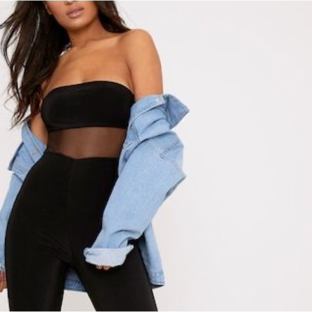 Naked wardrobe black mesh jumpsuit